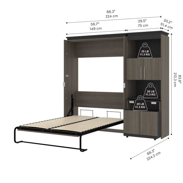 Full Murphy Bed with Storage Cabinet and Fold-Out Desk (91W)