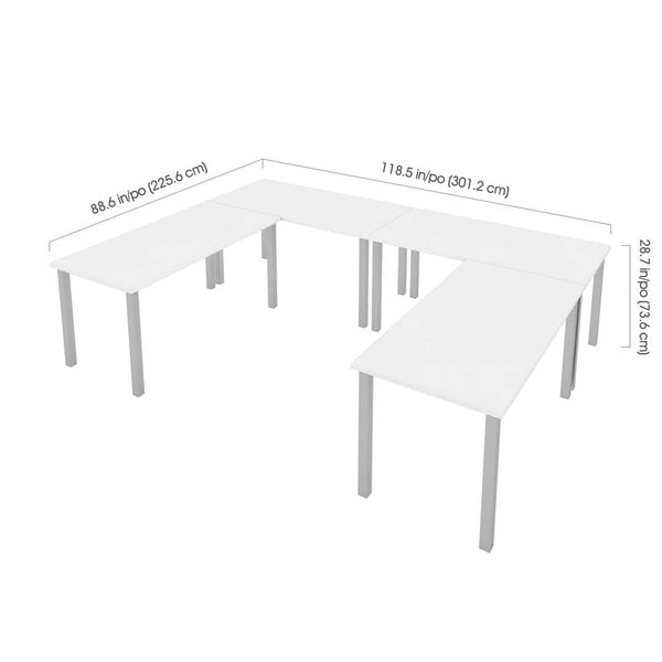 Four 60W x 30D Table Desks with Square Metal Legs