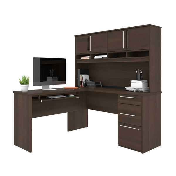 60W L-Shaped Desk with Hutch