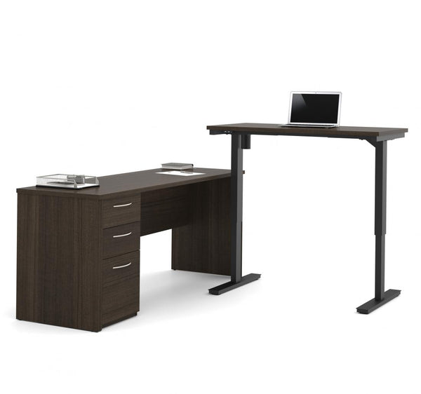 72W L-Shaped Standing Desk with Pedestal