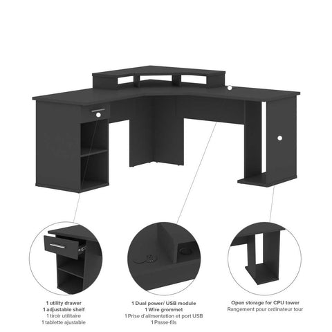 66W L-Shaped Corner Gaming Desk