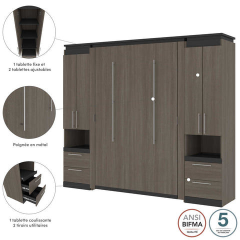 Full Murphy Bed with Storage Cabinets and Pull-Out Shelves (100W)