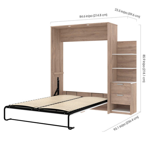 Queen Murphy Bed with Nightstand and Floating Shelves (85W)