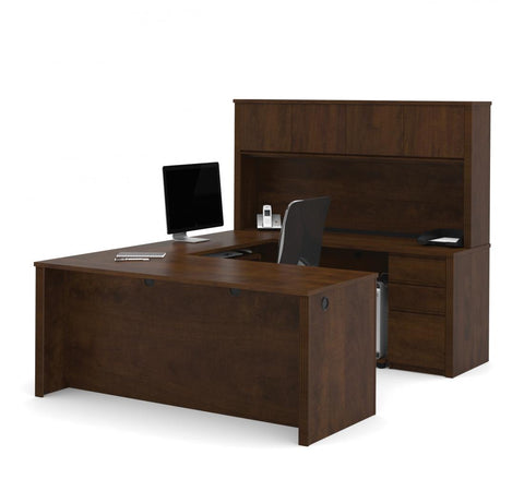 72W U-Shaped Executive Desk with 2 Pedestals and Hutch