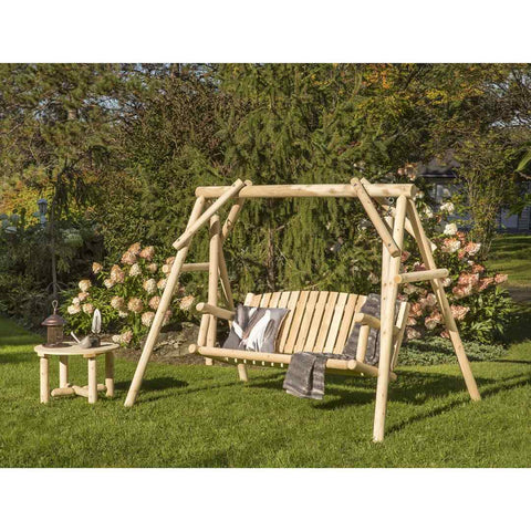 White Cedar Swing and Coffee Table Set