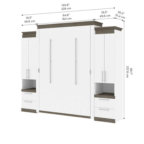 Queen Murphy Bed with Storage Cabinets and Pull-Out Shelves (106W)