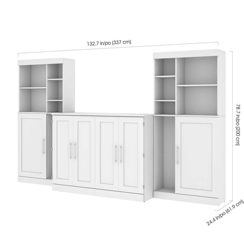 Full Cabinet Bed with Mattress and Tall Storage Cabinets (133W)