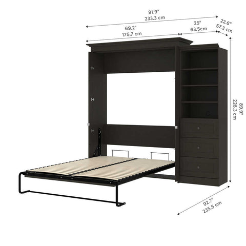 Queen Murphy Bed with Shelves and Drawers (92W)