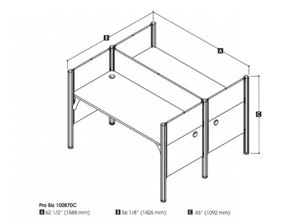 63W Office Cubicles with Gray Tack Boards and Low Privacy Panels