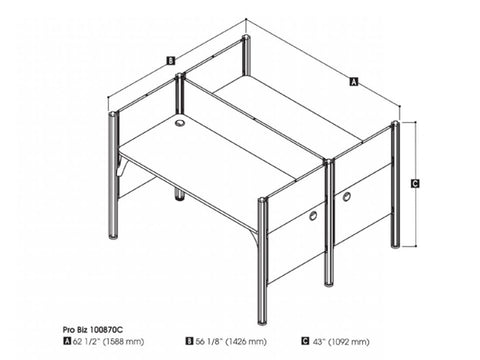 63W Office Cubicles with Gray Tack Boards and Low Privacy Panels