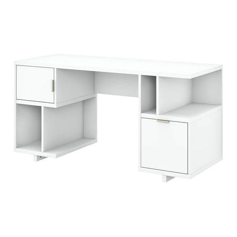 60W Computer Desk with Drawer, Storage Shelves and Door