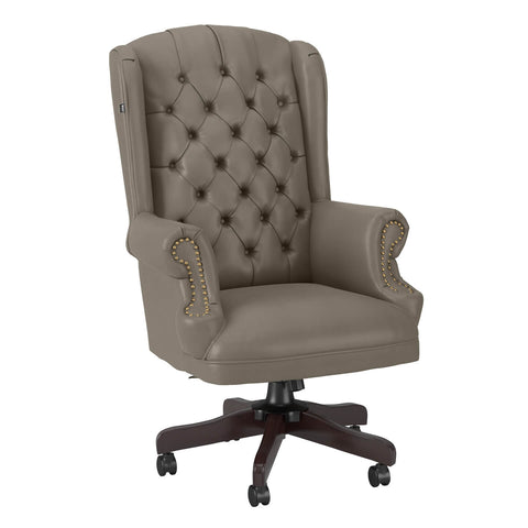 Wingback Leather Executive Office Chair with Nailhead Trim