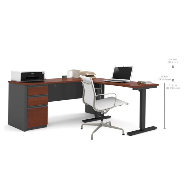 72W L-Shaped Standing Desk with Pedestal