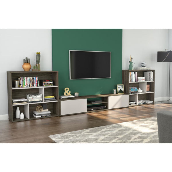 TV Stand with 2 Asymmetrical Shelving Units