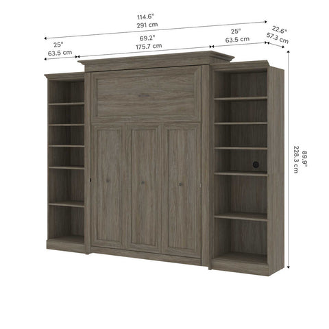 Queen Murphy Bed with Bookshelves (115W)