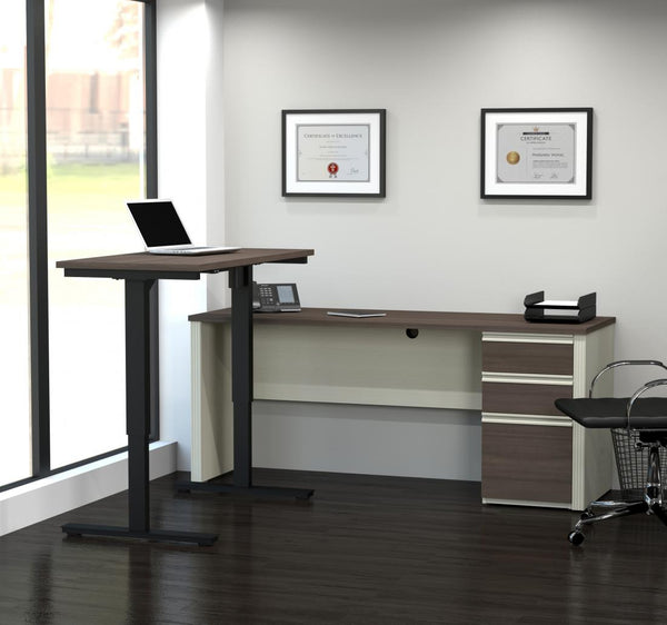 72W L-Shaped Standing Desk with Pedestal