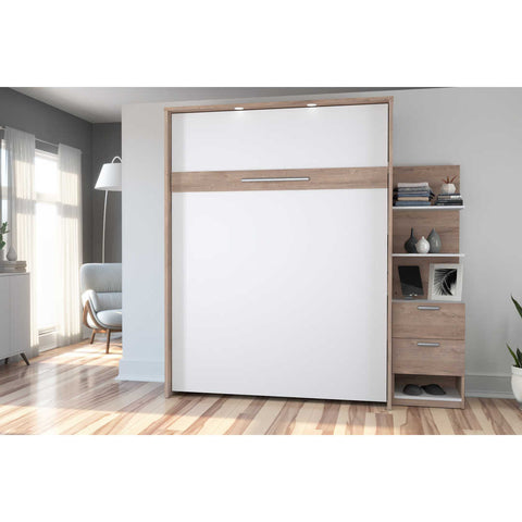 Queen Murphy Bed with Nightstand and Floating Shelves (85W)