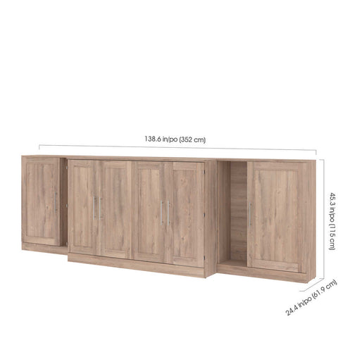 Queen Cabinet Bed with Mattress and Storage Cabinets (139W)