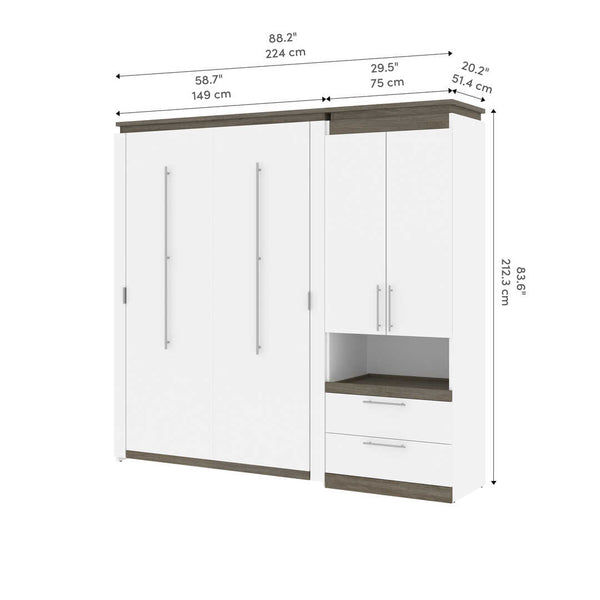 Full Murphy Bed with Storage Cabinet and Pull-Out Shelf (91W)