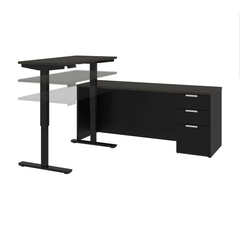 72W L-Shaped Standing Desk with Pedestal