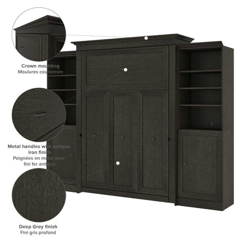 Queen Murphy Bed and 2 Shelving Units with Doors (115W)