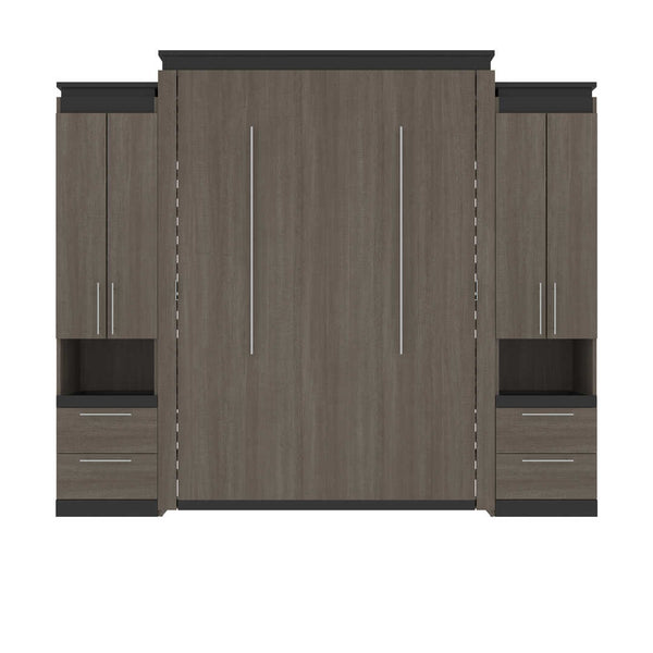 Queen Murphy Bed with Storage Cabinets and Pull-Out Shelves (106W)