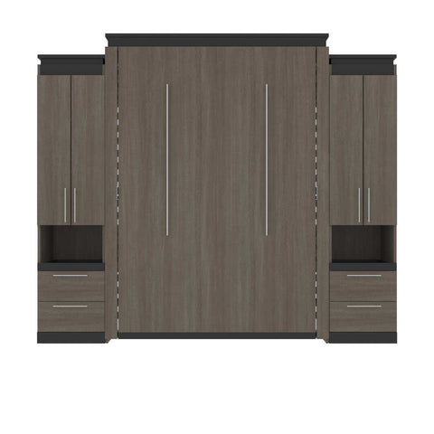 Queen Murphy Bed with Storage Cabinets and Pull-Out Shelves (106W)