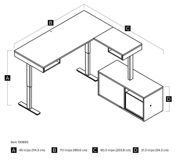 81W L-Shaped Standing Desk with Credenza