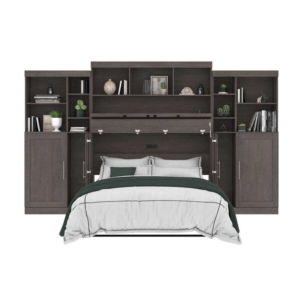 Queen Cabinet Bed with Mattress, two 36″ Storage Units, and 3 Hutches