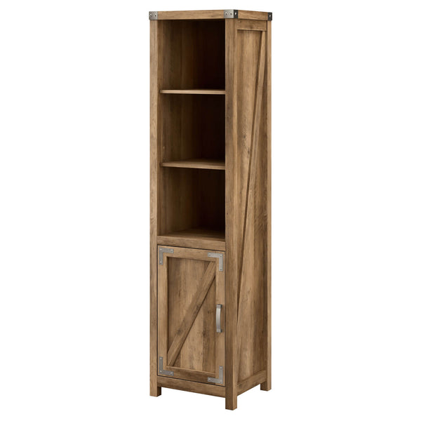 Tall Narrow 5 Shelf Bookcase with Door