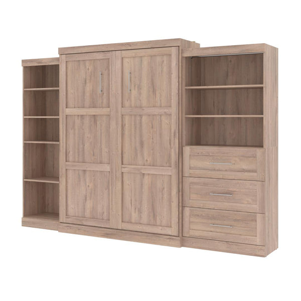 Queen Murphy Bed with Shelving and Drawers (126W)