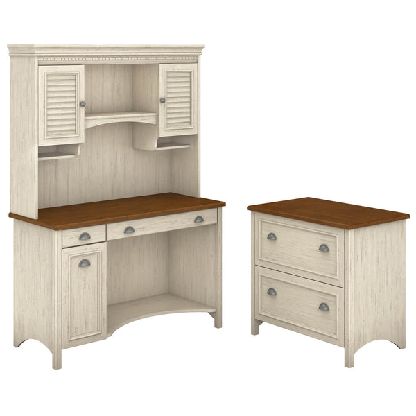 Computer Desk with Hutch and 2 Drawer Lateral File Cabinet