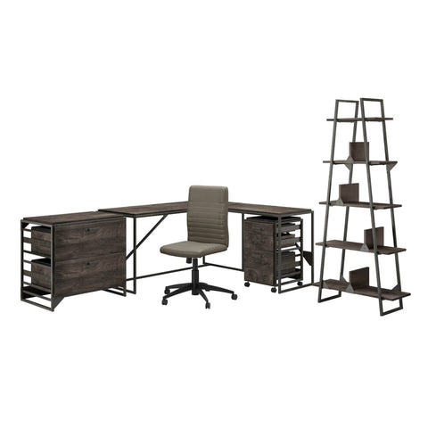 62W L Shaped Industrial Desk and Chair Set with Storage