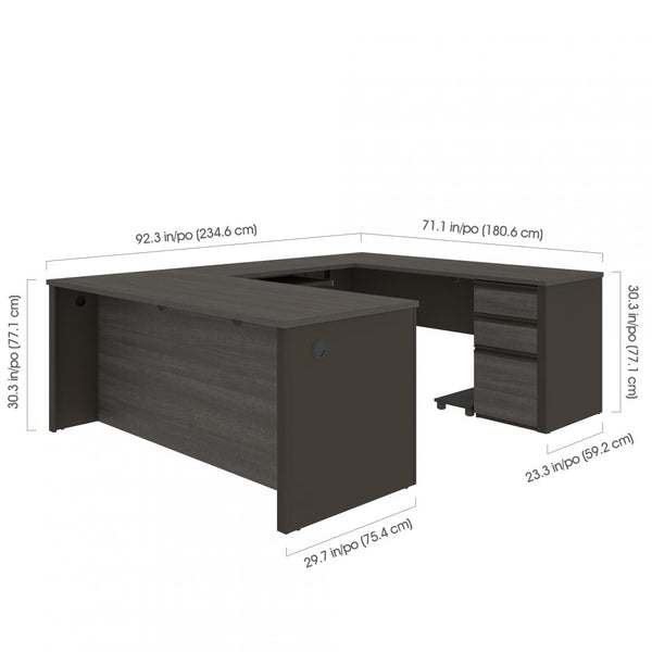 72W U-Shaped Executive Desk with Pedestal