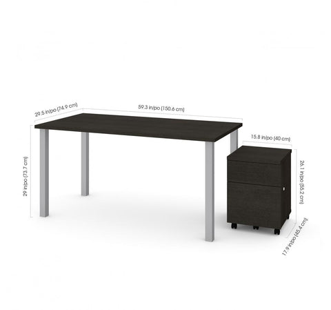 60W x 30D Table Desk with Mobile Pedestal