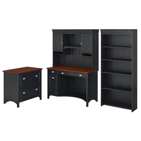 Computer Desk with Hutch, Bookcase and Lateral File Cabinet