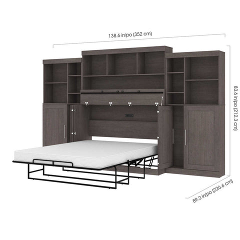 Queen Cabinet Bed with Mattress, two 36″ Storage Units, and 3 Hutches