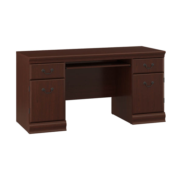 Credenza Desk with Keyboard Tray and Storage