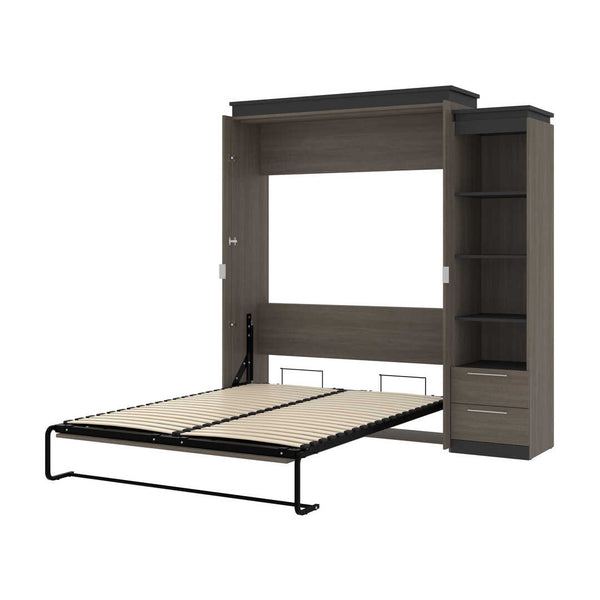 Queen Murphy Bed with Shelves and Drawers (87W)