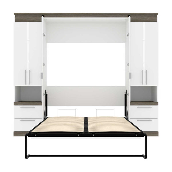 Full Murphy Bed with Storage Cabinets and Pull-Out Shelves (100W)