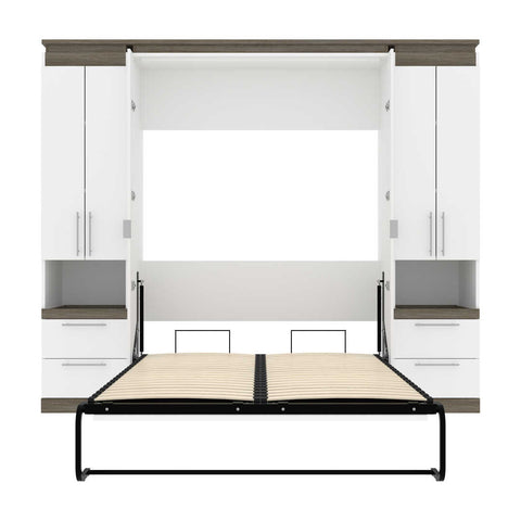 Full Murphy Bed with Storage Cabinets and Pull-Out Shelves (100W)