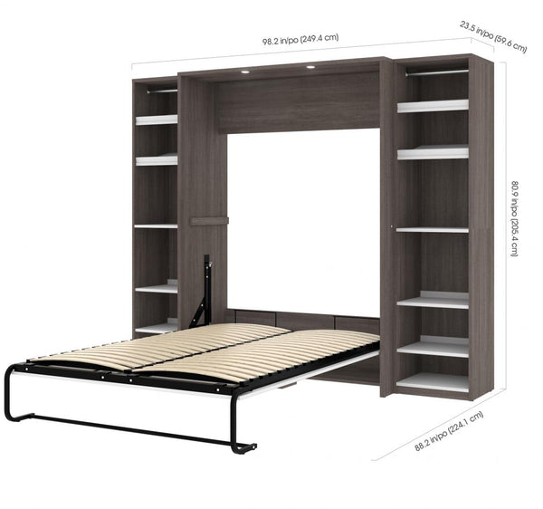 Full Murphy Bed with 2 Narrow Closet Organizers (99W)