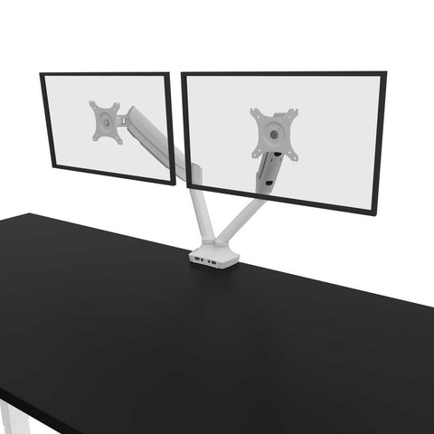 72W L-Shaped Standing Desk with Dual Monitor Arm and Storage