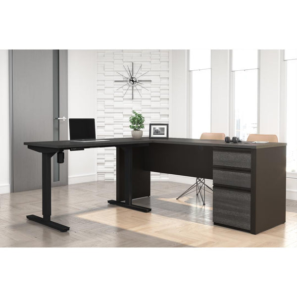 72W L-Shaped Standing Desk with Pedestal