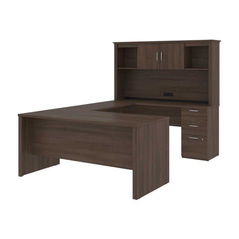 66W U or L-Shaped Executive Office Desk with Pedestal and Hutch