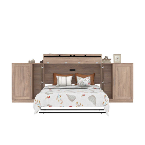 Queen Cabinet Bed with Mattress and Storage Cabinets (139W)