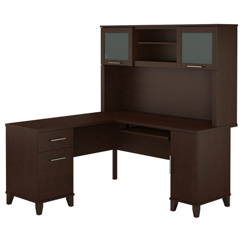 60W L Shaped Desk with Hutch