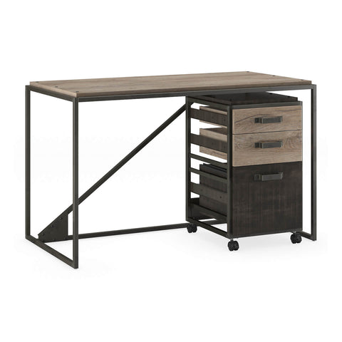 50W Industrial Desk with 3 Drawer Mobile File Cabinet