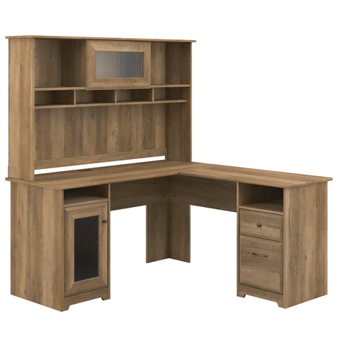 60W L Shaped Computer Desk with Hutch