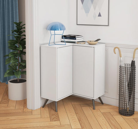 Corner Storage Cabinet with Metal Legs